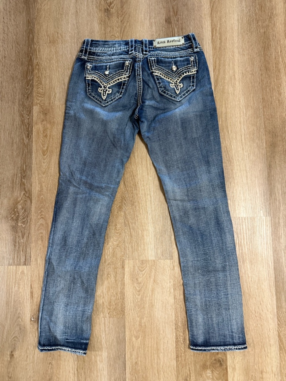 Rock Revival Women's Donna Skinny Jeans Size 28 Y2K Style Bling Jeans Dark Wash